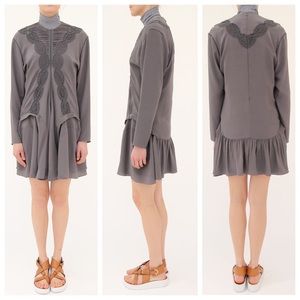 Chloé Confident Grey Silk Pleated Dress